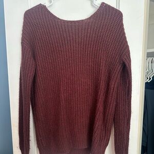 Urban Outfitters Sparkle and Fade maroon open back style sweater